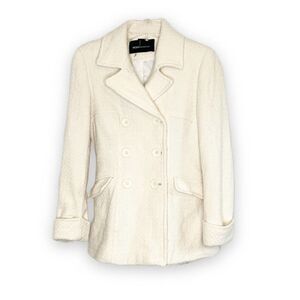 Moda International Ivory White Victoira's Secret Double Breasted Wool Pea Coat S